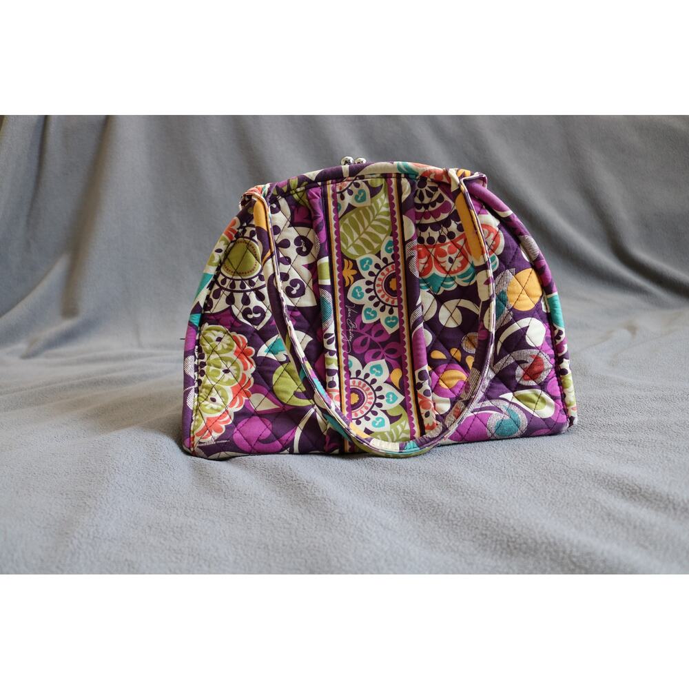 VERA BRADLEY Plum Crazy  Eloise Handbag Floral Shoulder Kisslock Purple Retired - Picture 11 of 11